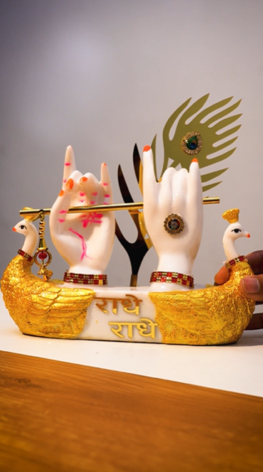 Radha Krishna Divine Swan Hand Statue